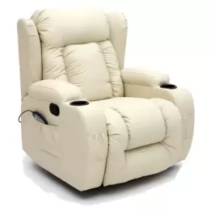 Image of Caesar Swivel Rocking Massage Heated Manual Recliner - Cream