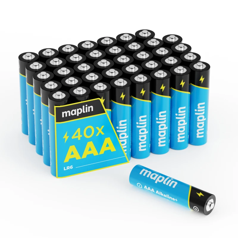 Image of Maplin Maplin AAA LR03 1.5V Alkaline Batteries 7 Year Shelf Life High Performance (Pack of 40) LR03X40
