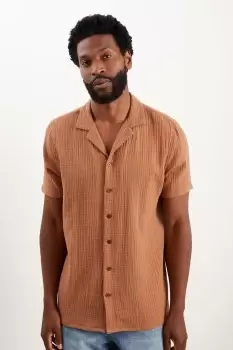 Image of Short Sleeve Mocha Light Textured Shirt