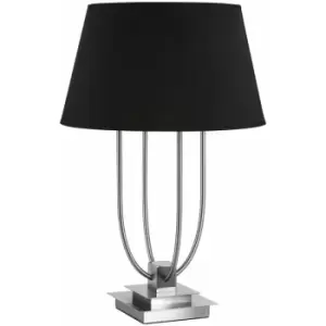 Image of Satin Nickel Table Lamp With Black Shade Desk Lamp For Living Room / Bedroom Chic and Contemporary Lamps For Bedroom / Office 45 x 45 x 68 - Premier