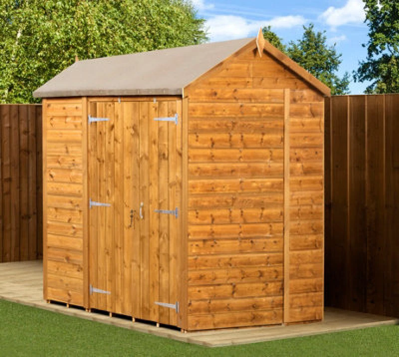 Image of Empire Sheds Empire Modular Apex 6X6 Dipped Treated Tongue And Groove Wooden Garden Shed Double Door (6' X 6' / 6ft X 6ft) (6X6)