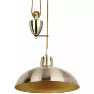 Image of Hanging Ceiling Pendant Light adjustable height Industrial Brass Rise Fall Drop