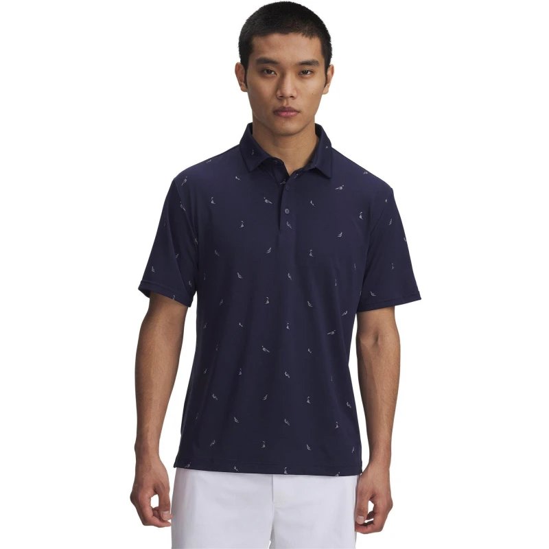 Image of Under Armour Mens Printed Short-Sleeve Performance Polo Shirt Blue male S
