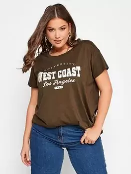 Image of Yours Placement Print T-Shirt - Brown, Black, Size 18, Women