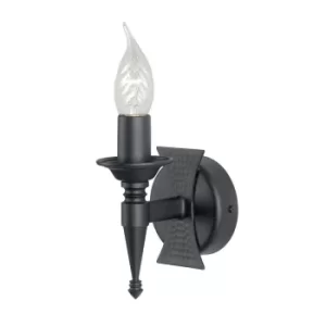 Image of Saxon 1 Light Indoor Candle Wall Light Black, E14