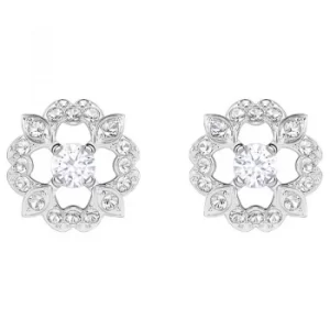 Image of Ladies Swarovski Silver Plated Sparkling Dance Flower Stud Earrings