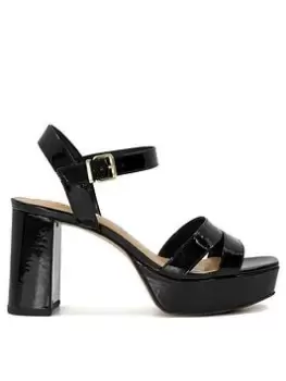 Image of Dune London Dune Molten Leather Mid-Platform Sandals - Black, Size 7, Women
