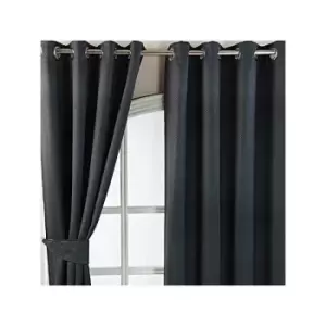 Image of Homecapes Black Herringbone Chevron Blackout Curtains Pair Eyelet Style, 90x72'