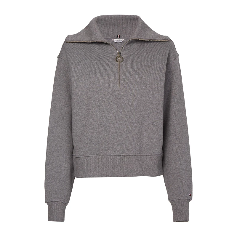 Image of Tommy Hilfiger Zip Collar Sweatshirt - Grey Grey 6