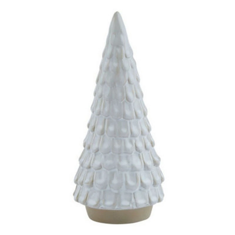 Image of Hill Interiors Snowy Spruce Tree - Ceramic - L8 X W8 X H18cm - White