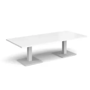 Image of Brescia rectangular coffee table with flat square white bases 1800mm x 800mm - white