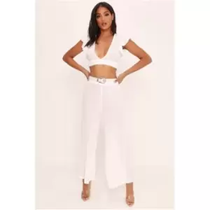 Image of I Saw It First White Crepe Flare Trousers - White