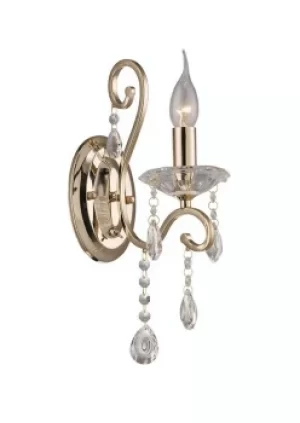 Image of Vela Wall Lamp Switched 1 Candle Light French Gold, Crystal