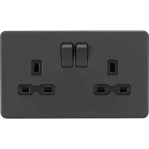 Image of Screwless 13A 2G dp Switched Socket - Anthracite 230V IP20