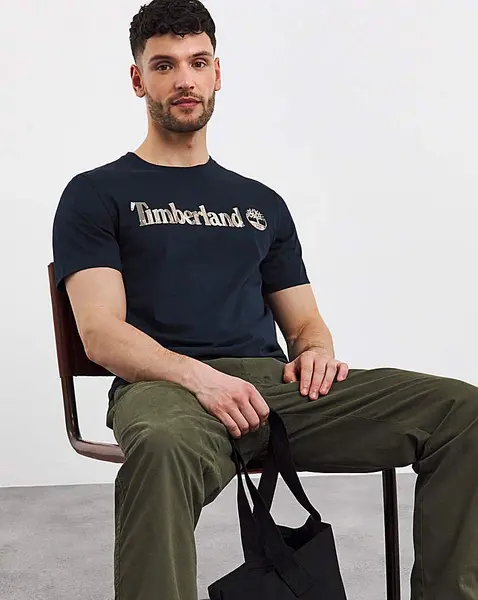 Image of Timberland Timberland River Camo Logo Tee Dark Sapphire Male M39/41 JS27901