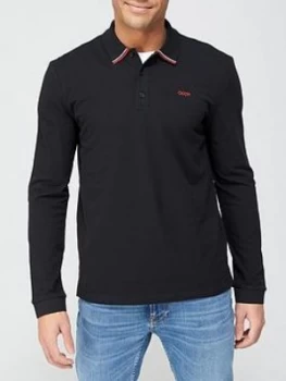 Image of Hugo Boss Donal 211 Long Sleeve Polo Shirt Black Size M Men