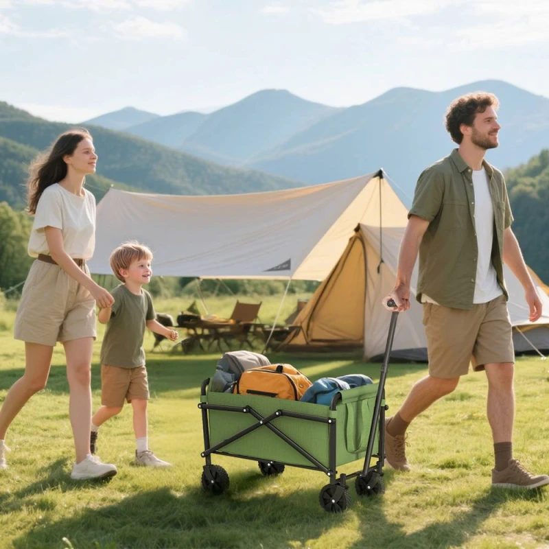 Image of OUTSUNNY 41L Festival Trolley, 60kg Heavy Duty Folding Trolley Cart, Green Green Unisex