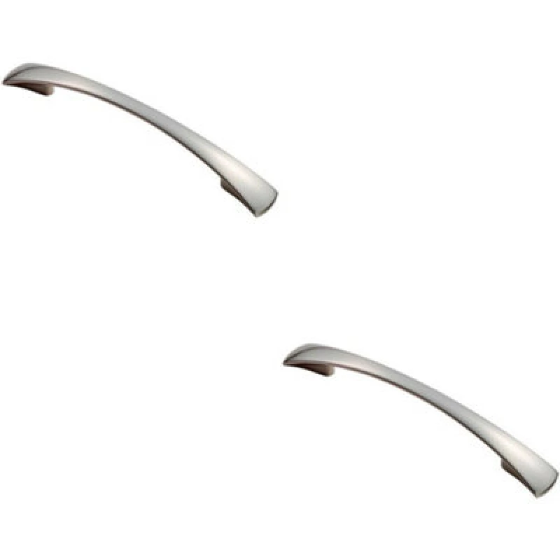 Image of Loops 2x Tapered Pull Handle 172 x 16mm 1 28mm Fixing Centres Satin Nickel Curved Bow Metallics unisex