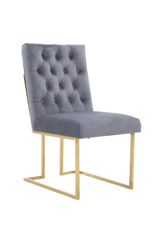 Image of Life Interiors Life Interiors Single Siena Luxury Tufted Velvet Dining Chair with Gold Frame in Grey Grey One Size Unisex 5056660010243