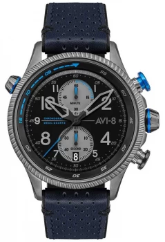 Image of AVI-8 HAWKER HUNTER Chronograph Black Dial Blue Watch