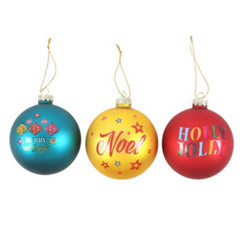 Image of Something Different Something Different Nostalgic Glass Christmas Bauble (Pack of 3) Multi One Size Unisex 5063806503057