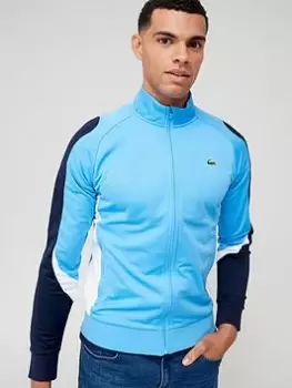 Image of Lacoste Zip Thru Colour Block Track Jacket, Blue, Size XL, Men