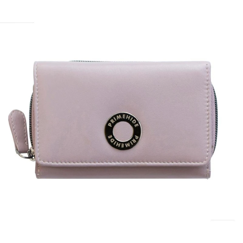 Image of PRIMEHIDE Leather Flavia Small Zip Around Trifold Purse - Purple Purple 12.5 x 9