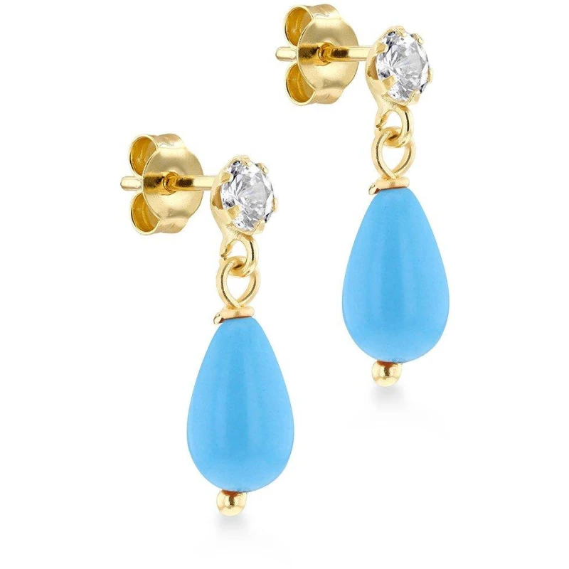 Image of Be You 9ct Gold Stone with CZ Drop Earrings Drop Earrings One Size Gold 72925910000