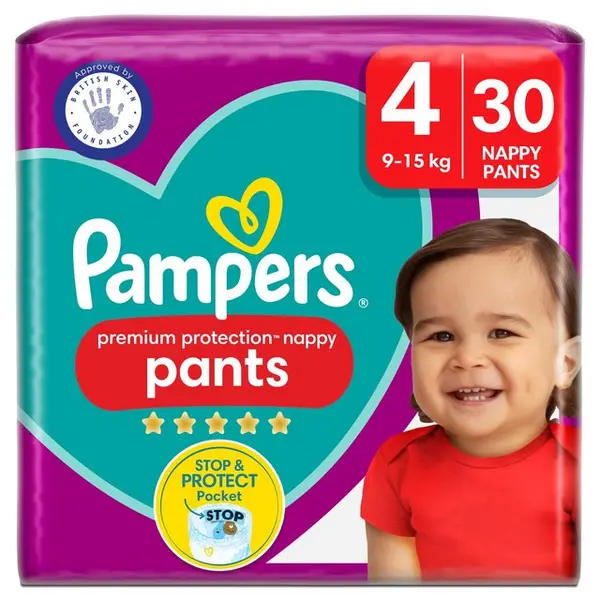 Image of Pampers Premium Protection Nappy Pants Size 4 30 Nappies