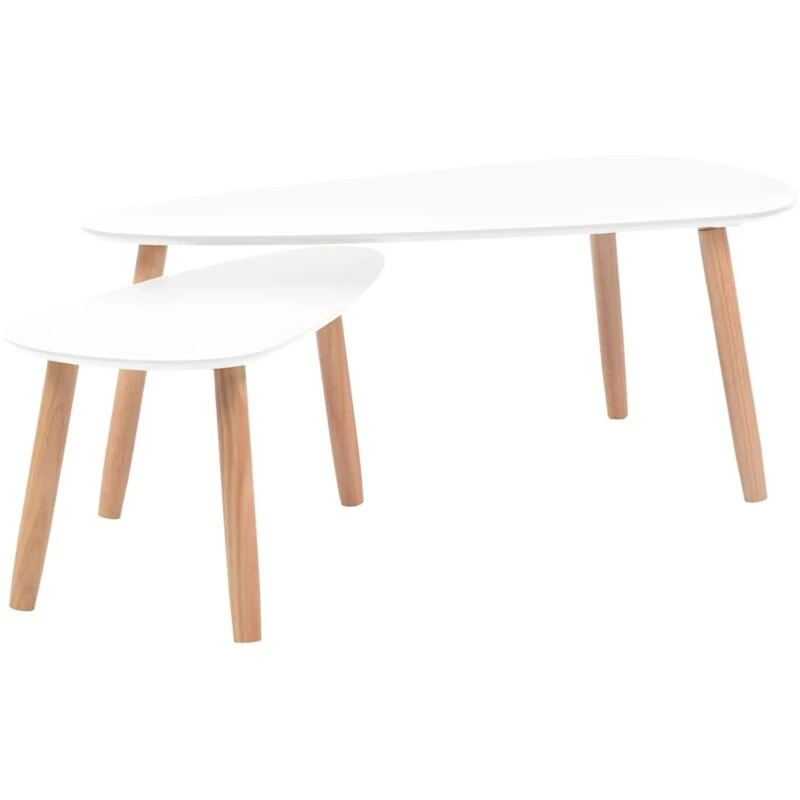 Image of VIDAXL Coffee Table Set 2 Pieces Solid Pinewood White Vidaxl 244731