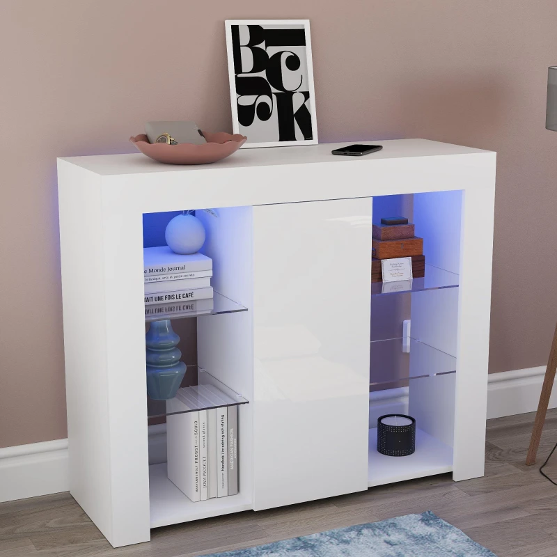 Image of Lassic Azura 1 Door Multi LED Sideboard Large White unisex 1 Door