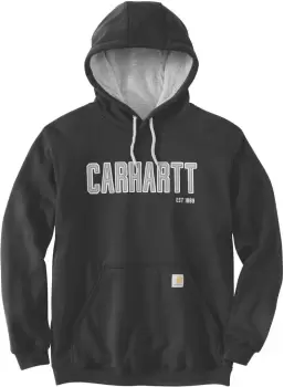 Image of Carhartt Felt Logo Graphic Hoodie, black, Size S, black, Size S