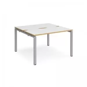 Image of Adapt back to back desks 1200mm x 1200mm - silver frame and white top