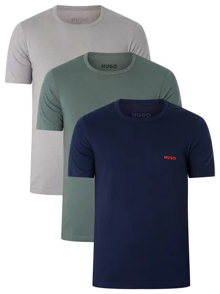 Image of HUGO 3 Pack Lounge T-Shirts Dark Green/Grey/Navy S