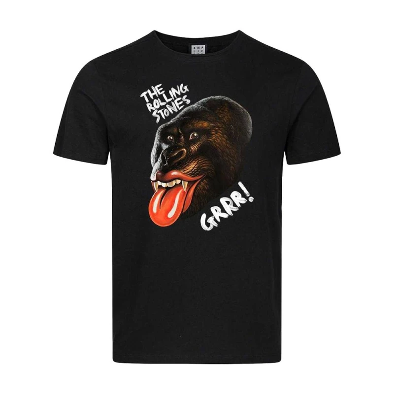 Image of Amplified Mens Grrr The Rolling Stones T-Shirt in Black Size: XS Black Male XS