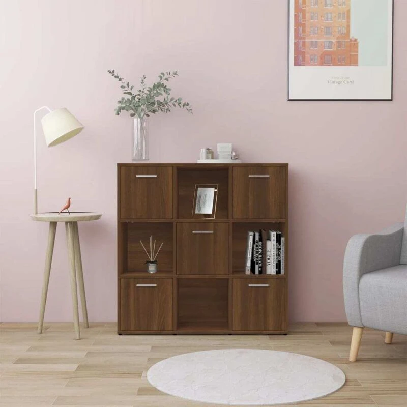 Image of Vidaxl Book Cabinet Brown Oak 90X30X90 Cm Engineered Wood, Brown 815551