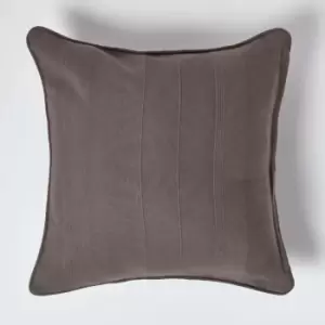 Image of Homescapes - Cotton Rajput Ribbed Charcoal Grey Cushion Cover, 60 x 60cm - Grey