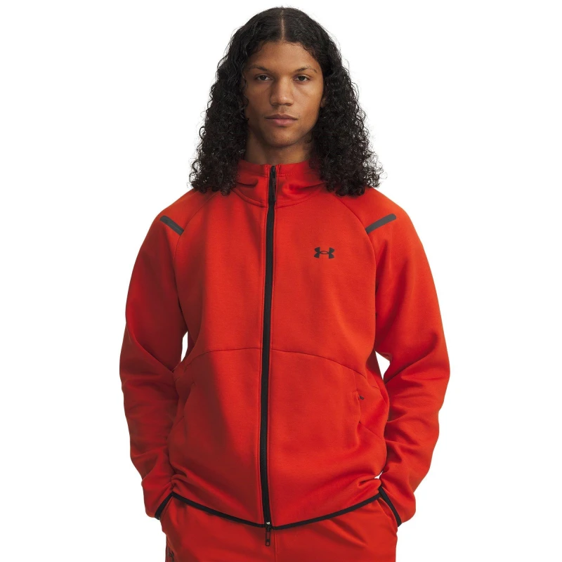 Image of Under Armour Mens Unstoppable Fleece Full-Zip Hoodie Surplus Orange male M
