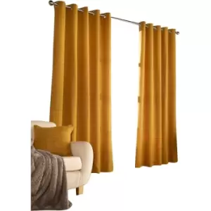 Image of Furn Ellis Ringtop Eyelet Curtains (117 x 183 cm) (Ochre) - Ochre