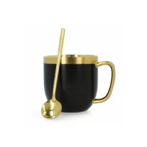 Image of Homla - Cup with a spoon sinnes Black, 280 ml