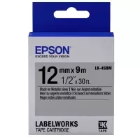 Image of Epson LK-4SBM (C53S654019) Original Black on Metallic Silver Label Tape 12mm x 9m