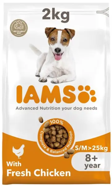 Image of Iams Vitality Senior Small Medium Chicken Dog Food 2kg