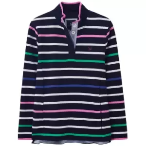 Image of Crew Clothing Womens Half Button Sweater Navy/Multi Stripe 16