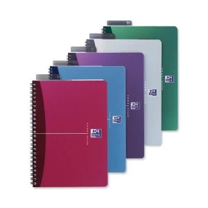 Image of Oxford A5 Office 180 Pages 90gsm Metallic Wirebound Polypropylene Cover Smart Ruled Notebook Assorted Colours Pack of 5
