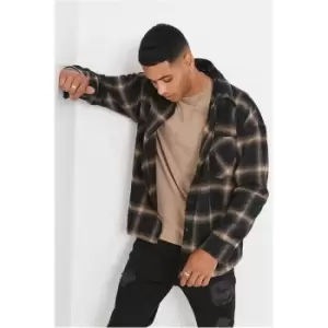 Image of I Saw It First Brown Oversized Boxy Check Flannel Shacket - Brown