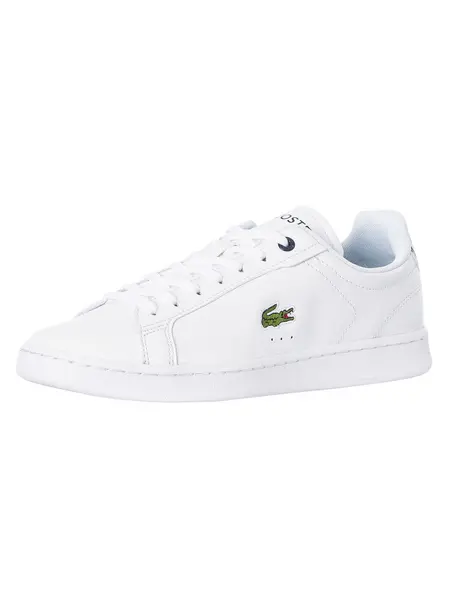 Image of Lacoste Carnaby Pro BL23 1 SMA Leather Trainers White/Navy 11 UK