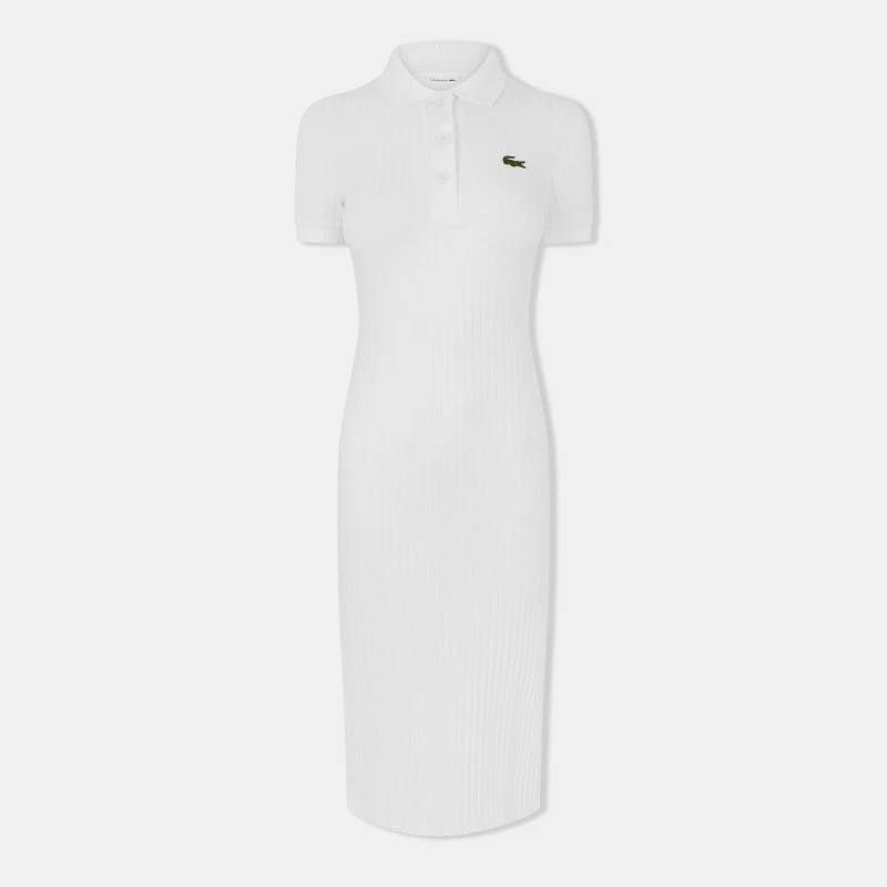 Image of Lacoste Womens Ribbed Collar Breathable Polo Dress Flour female 6 (34)