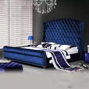 Image of Rosio Bed Super King Plush Velvet Blue