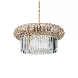Image of Nabucco Indoor Crystal Ceiling Pendant Lamp 12 Lights Gold, E14