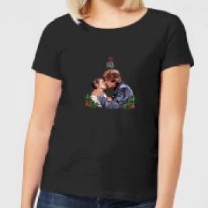 Image of Star Wars Mistletoe Kiss Womens Christmas T-Shirt - Black - S